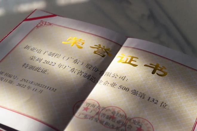 IM电竞 电子竞技平台广东省制造业500强企业 新亚制程排第132位(图5)